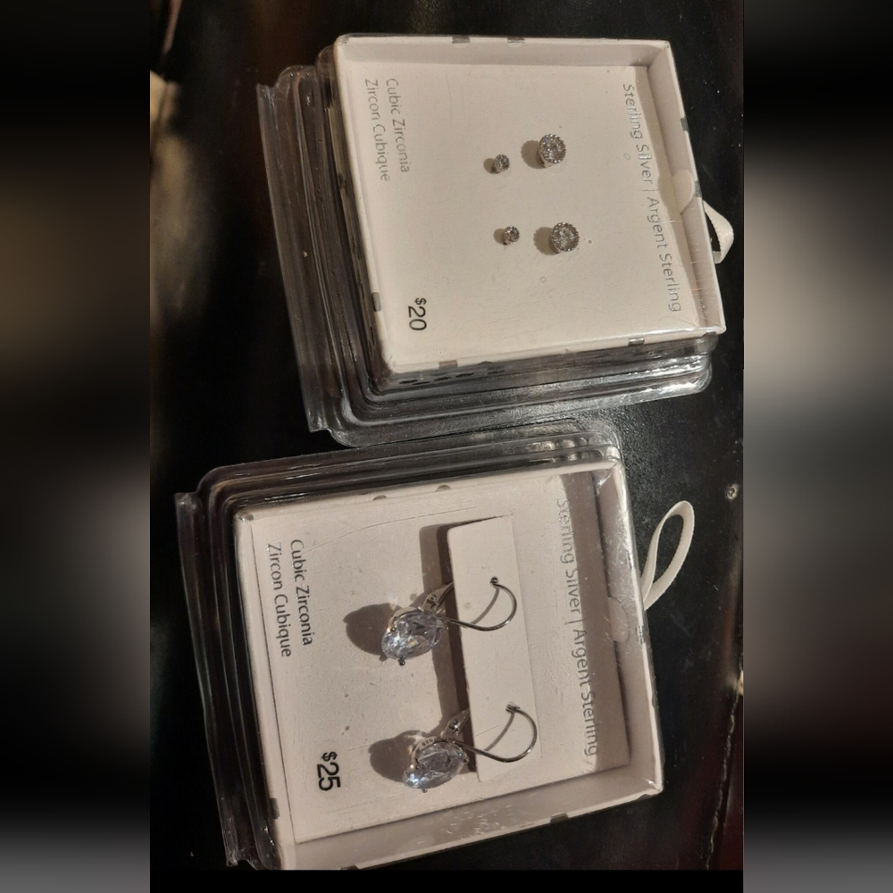 NWT AUTHENTIC GENUINE solid sterling silver 3 pairs earrings GIFTs 🎁